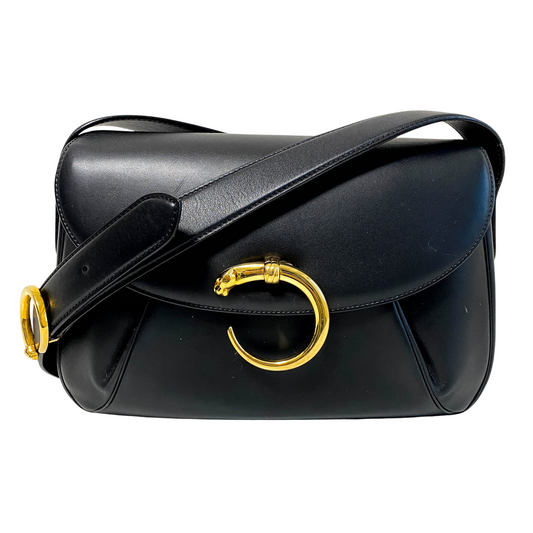 Panthère Black Leather Crossbody Bag