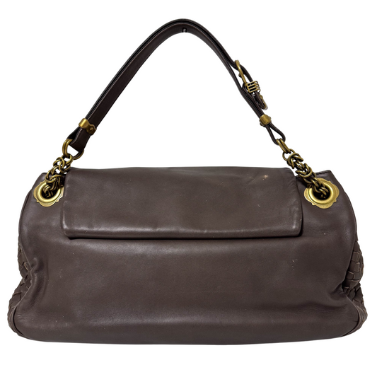 Archive Brown Leather Intrecciato Shoulder Bag