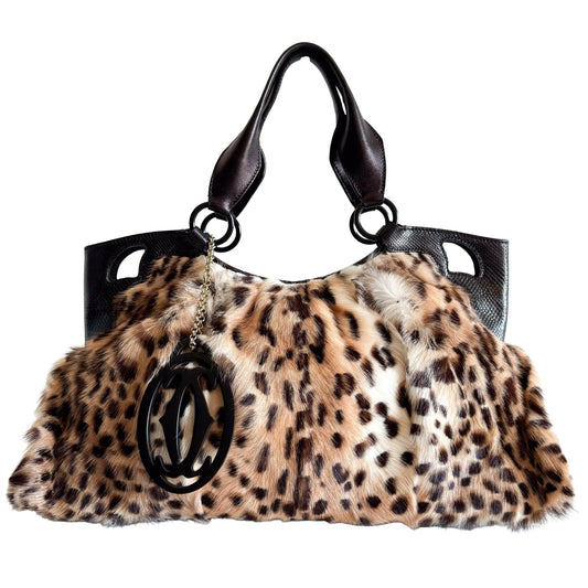 CARTIER Marcello Leopard Print Fur / Leather Shoulder Tote Handbag, in , Sold by HIVE PRELOVED - Shoulder Bags, Totes,