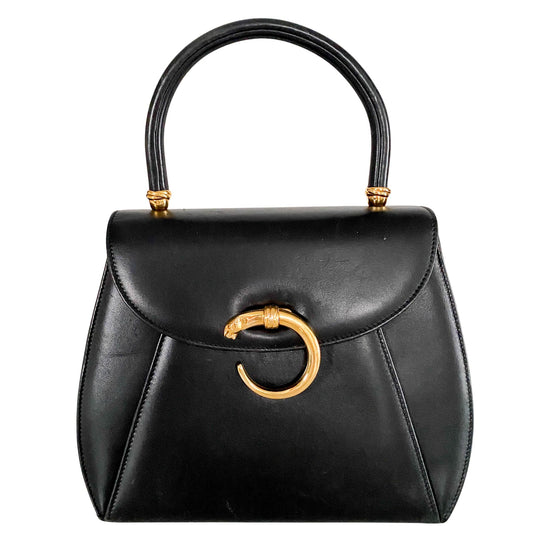 CARTIER Panthère Leather Top Handle bag Black, in , Sold by HIVE PRELOVED - Handle Bags, ,