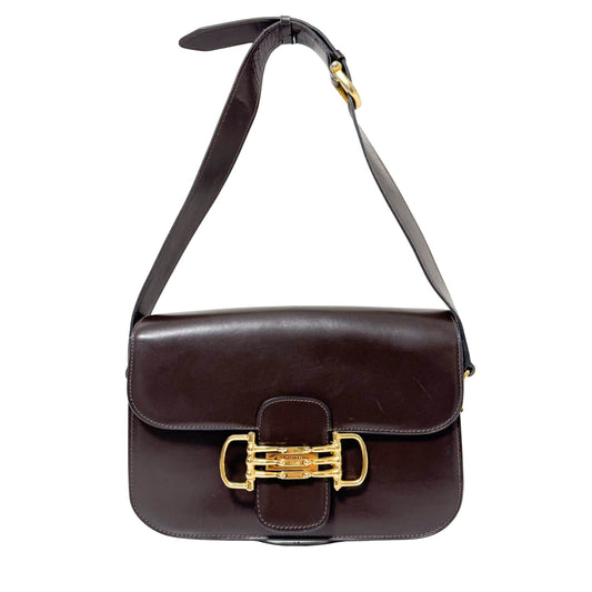 CELINE Horsebit Dark Brown Leather Shoulder Bag, in , Sold by HIVE PRELOVED - Shoulder Bags, ,