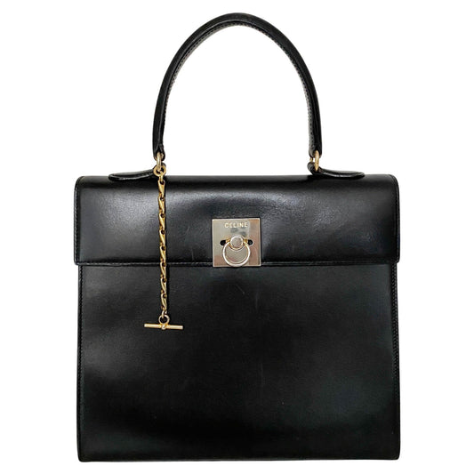 CELINE Leather VIntage Top Handle Bag, Leather (unspecified) in Black, Sold by HIVE PRELOVED - Handle Bags, ,