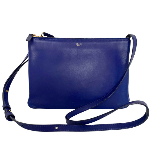 CELINE Trio Shoulder Bag, Calfskin Leather in Blue, Sold by HIVE PRELOVED - Crossbody bags, Shoulder Bags,