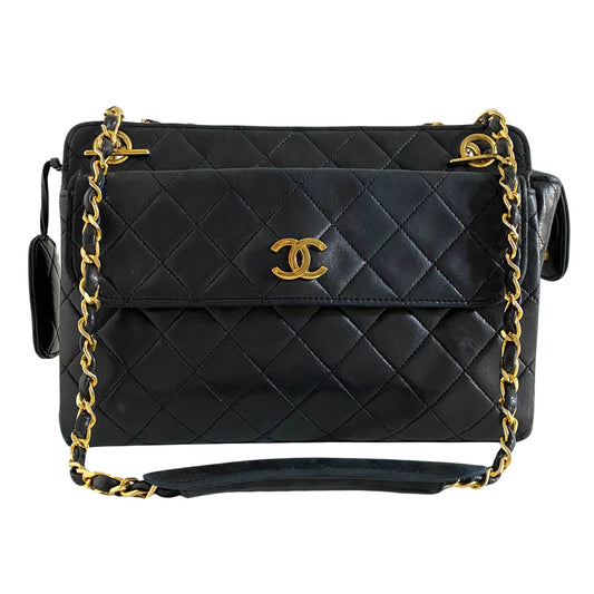 CHANEL Classic CC Turnlock Quilted Lambskin Shoulder Bag, Lambskin Leather in Black, Sold by HIVE PRELOVED - Shoulder Bags, ,