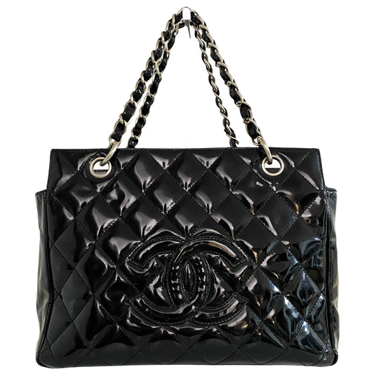 CHANEL Patent Petite Timeless Tote, Patent Leather in Black, Sold by HIVE PRELOVED - Handle Bags, Shoulder Bags,