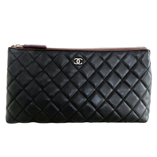 CHANEL Quilted Clutch Pouch, Lambskin Leather in Black, Sold by HIVE PRELOVED - Clutch bags, Mini bags, Pouches