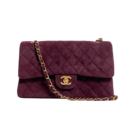 CHANEL TImeless Classic Double Flap Burgundy Suede Chain Shoulder Bag, in , Sold by HIVE PRELOVED - Crossbody bags, Shoulder Bags,