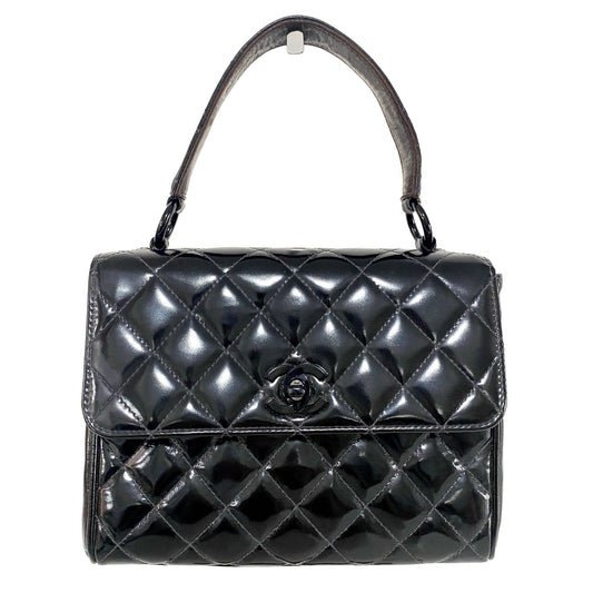 CHANEL Top Handle Flap Quilted Patent Matte Black Hardware, in , Sold by HIVE PRELOVED - Handle Bags, Items on Sale,