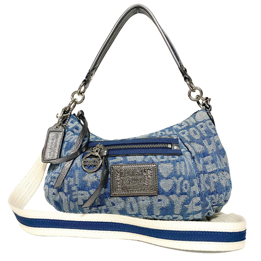 COACH Poppy Blue Denim Word Block Hobo Shoulder Bag, in , Sold by HIVE PRELOVED - Crossbody bags, Shoulder Bags,