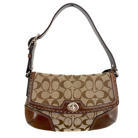 COACH Signature Logo Canvas Turnlock Brown Shoulder Bag, in , Sold by HIVE PRELOVED - Shoulder Bags, ,