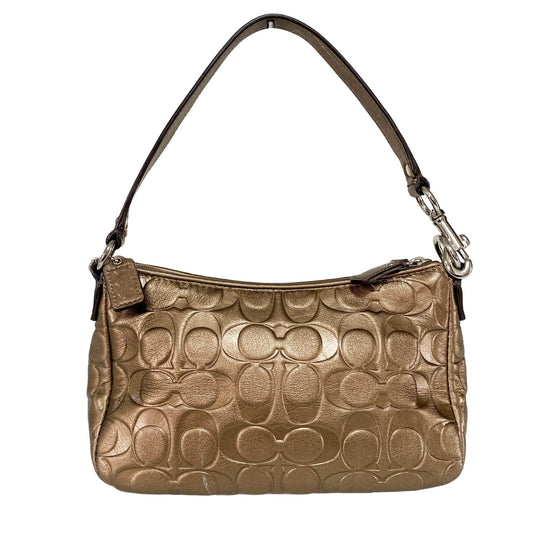 COACH Signature Monogram Enbossed Leather Bronze Small Hobo Shoulder Bag, in , Sold by HIVE PRELOVED - Shoulder Bags, ,