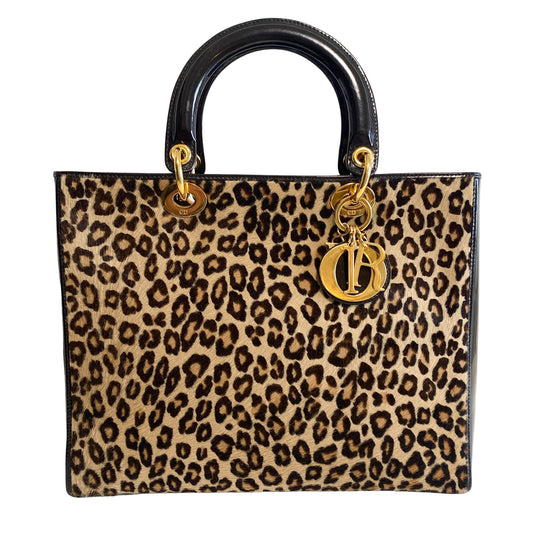 DIOR Large Lady Dior Leopard Pattern, in , Sold by HIVE PRELOVED - Shoulder Bags, ,