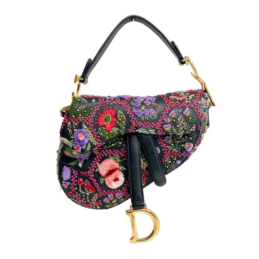 DIOR Saddle Leather Embroidered Beaded Multicolor Shoulder Bag, in , Sold by HIVE PRELOVED - Handle Bags, ,