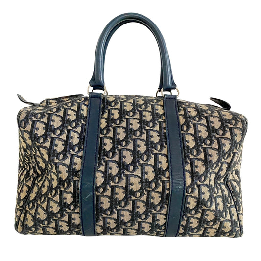 DIOR Trotter Bowling Bag 30 Navy Canvas, Cotton Canvas in Navy, Sold by HIVE PRELOVED - Handle Bags, ,