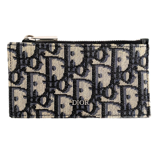 DIOR Trotter Card Case, Cotton Canvas in Navy, Sold by HIVE PRELOVED - Purses / Wallets, ,