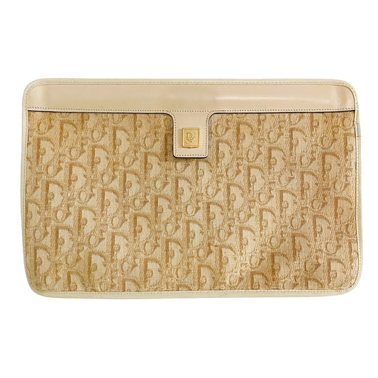 DIOR Trotter Clutch, Cotton Canvas in Neutral, Sold by HIVE PRELOVED - Clutch bags, ,