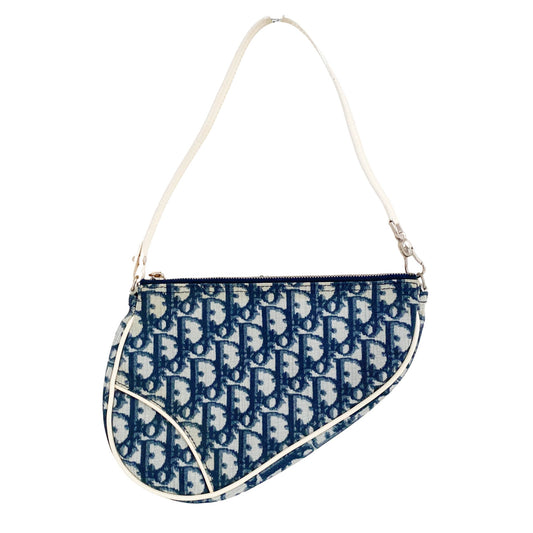 DIOR Trotter Saddle, Coated Canvas in Blue, Sold by HIVE PRELOVED - Handle Bags, Shoulder Bags,