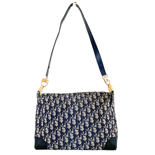 DIOR Trotter Shoulder Bag, Cotton Canvas in Navy, Sold by HIVE PRELOVED - Shoulder Bags, ,