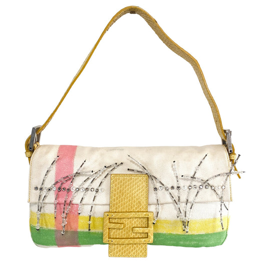 FENDI Baguette Beads Embellished Cotton Canvas, in , Sold by HIVE PRELOVED - Shoulder Bags, ,