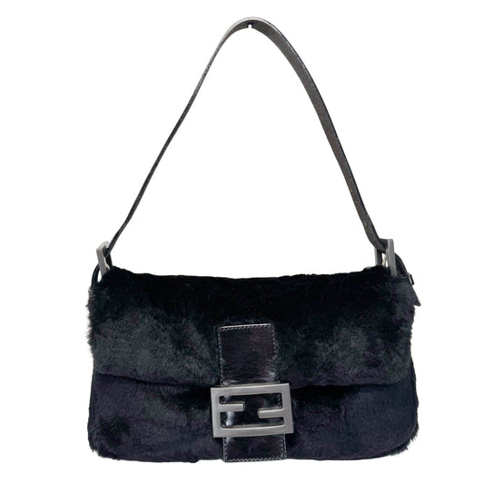 FENDI Baguette Black Fur Shoulder Bag, in , Sold by HIVE PRELOVED - Shoulder Bags, ,