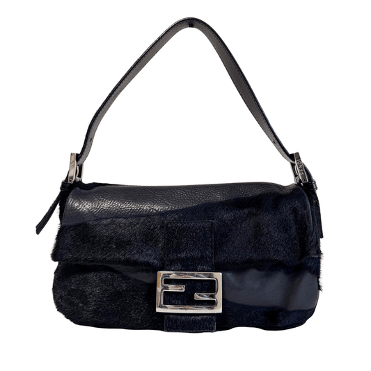 FENDI Baguette Black Leather and Pony Hair Shoulder Bag, in , Sold by HIVE PRELOVED - Shoulder Bags, ,