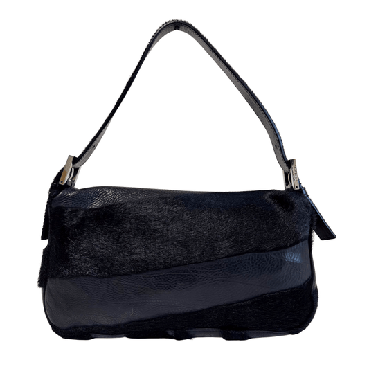 FENDI Baguette Black Leather and Pony Hair Shoulder Bag, in , Sold by HIVE PRELOVED - Shoulder Bags, ,