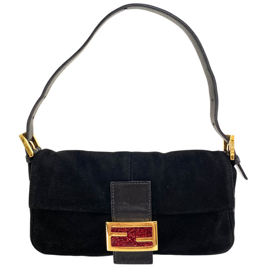 FENDI Baguette Black Suede / Red Glitter Stone Hardware, in , Sold by HIVE PRELOVED - Shoulder Bags, ,