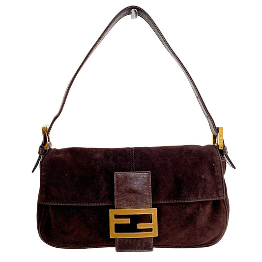 FENDI Baguette Brown Suede Shoulder Bag, in , Sold by HIVE PRELOVED - Shoulder Bags, ,