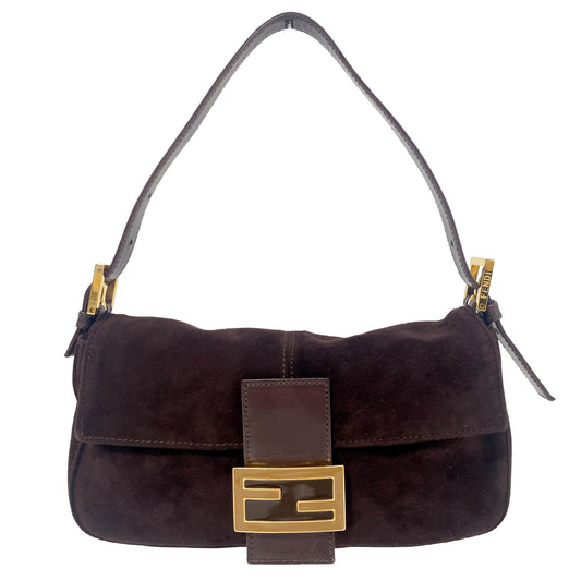 FENDI Baguette Brown Suede Shoulder Bag, in , Sold by HIVE PRELOVED - Shoulder Bags, ,