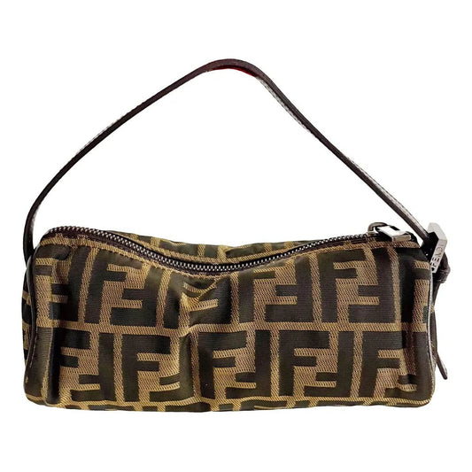 FENDI Baguette Cloth Handbag, Brown in Coated Canvas, Sold by HIVE PRELOVED - , ,