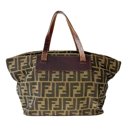 FENDI Baguette Cloth Handbag, Brown in Cotton Canvas, Sold by HIVE PRELOVED - , ,