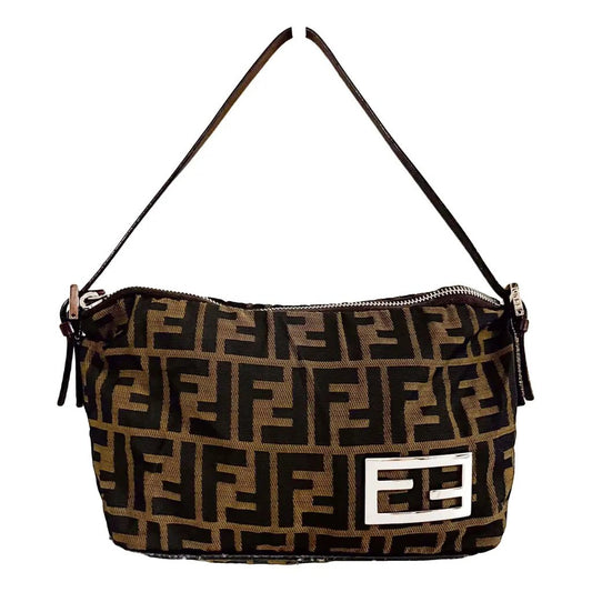 FENDI Baguette Cloth Handbag, Brown in Cotton Canvas, Sold by HIVE PRELOVED - Handle Bags, ,