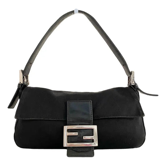 FENDI Baguette Cloth Handbag, Black in Cotton Canvas, Sold by HIVE PRELOVED - , ,