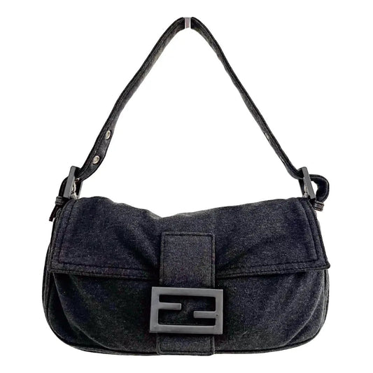 FENDI Baguette Cloth Handbag, Grey in Cotton Canvas, Sold by HIVE PRELOVED - , ,