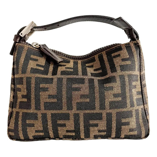 FENDI Baguette Cloth Handbag, Brown in Cotton Canvas, Sold by HIVE PRELOVED - , ,