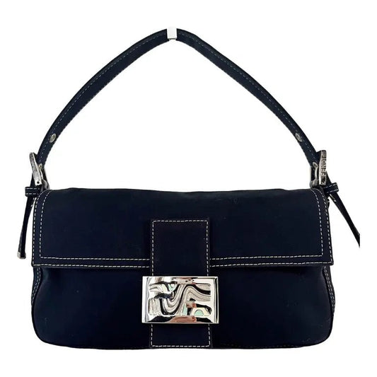 FENDI Baguette Cloth Handbag, Navy in Cotton Canvas, Sold by HIVE PRELOVED - , ,