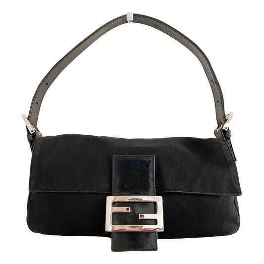 FENDI Baguette Cloth Handbag, Cotton Canvas in Black, Sold by HIVE PRELOVED - , ,