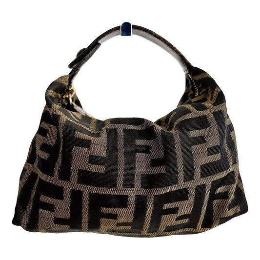 FENDI Baguette Cloth Handbag, Brown in Cotton Canvas, Sold by HIVE PRELOVED - , ,