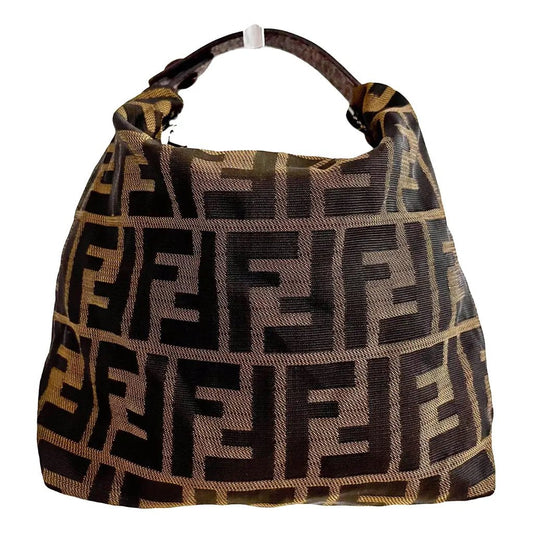 FENDI Baguette Cloth Handbag, Brown in Cotton Canvas, Sold by HIVE PRELOVED - , ,