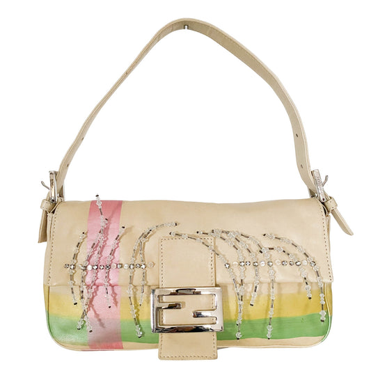 FENDI Baguette Cream Leather Beads Embroidered, in , Sold by HIVE PRELOVED - Shoulder Bags, ,