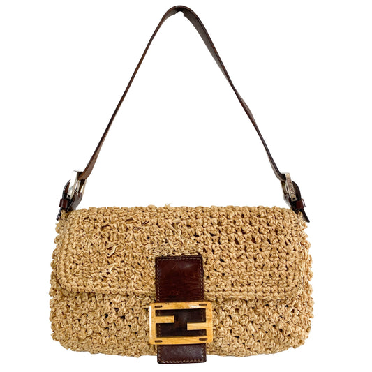 FENDI Baguette Crochet Raffia Wooden Hardware, in , Sold by HIVE PRELOVED - Shoulder Bags, ,