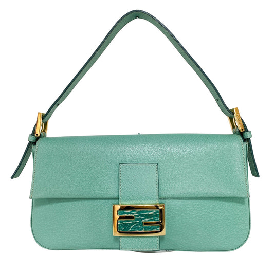 FENDI Baguette Emerald Green Leather Marble Hardware Shoulder Bag, in , Sold by HIVE PRELOVED - Shoulder Bags, ,