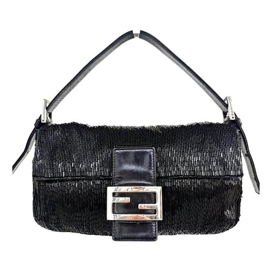 FENDI Baguette Glitter Handbag, Black in Beads, Sold by HIVE PRELOVED - , ,