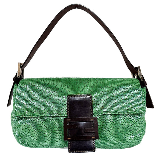 FENDI Baguette Green Beaded Shoulder Bag, in , Sold by HIVE PRELOVED - Shoulder Bags, ,