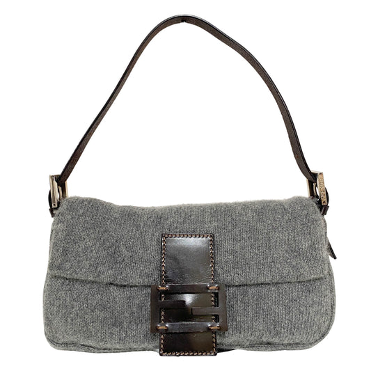 FENDI Baguette Knit Wool Grey Shoulder Bag, in , Sold by HIVE PRELOVED - Shoulder Bags, ,