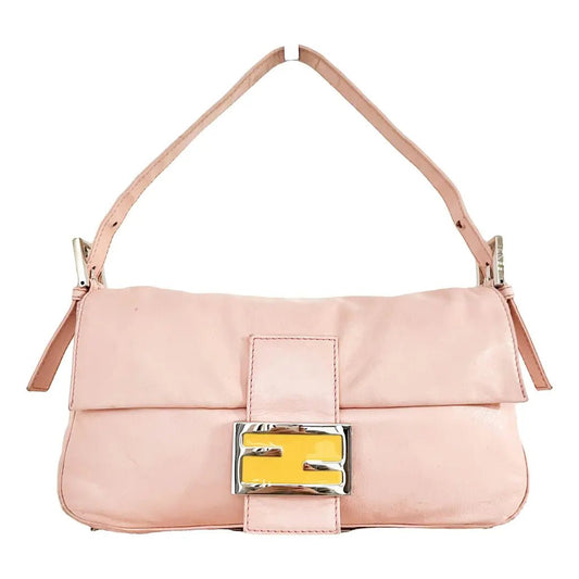 FENDI Baguette Leather Handbag, Pink in Lambskin Leather, Sold by HIVE PRELOVED - , ,