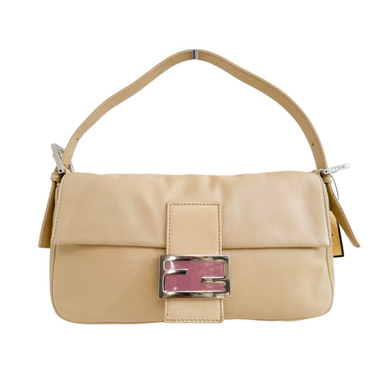 FENDI Baguette Leather Shoulder Bag Cream / Pink Hardware, in , Sold by HIVE PRELOVED - Shoulder Bags, ,