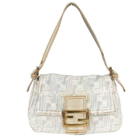 FENDI Baguette Mini Light Blue White Denim / Gold Hardware, in , Sold by HIVE PRELOVED - Mini bags, Shoulder Bags,