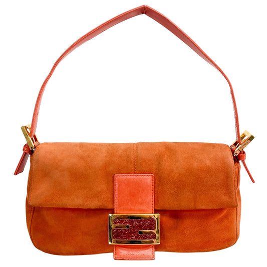 FENDI Baguette Orange Suede Shoulder Bag, in , Sold by HIVE PRELOVED - Shoulder Bags, ,