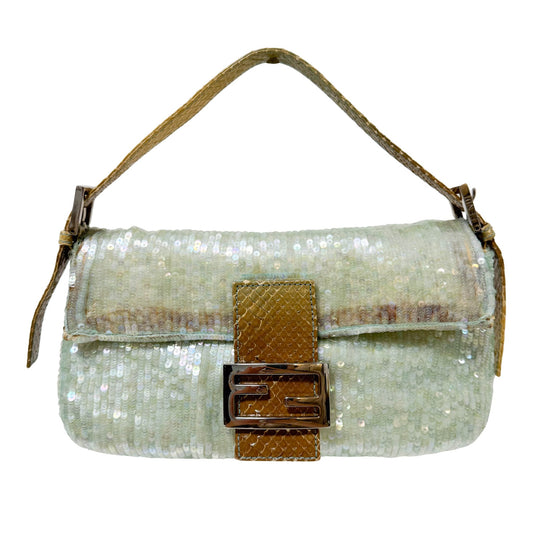 FENDI Baguette Pastel Green Sequin Shoulder Bag, in , Sold by HIVE PRELOVED - Shoulder Bags, ,